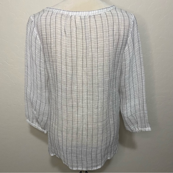 Eileen Fisher White Linen Sheer Lightweight Boho Wide Neck Box Top Blouse M - Picture 4 of 10